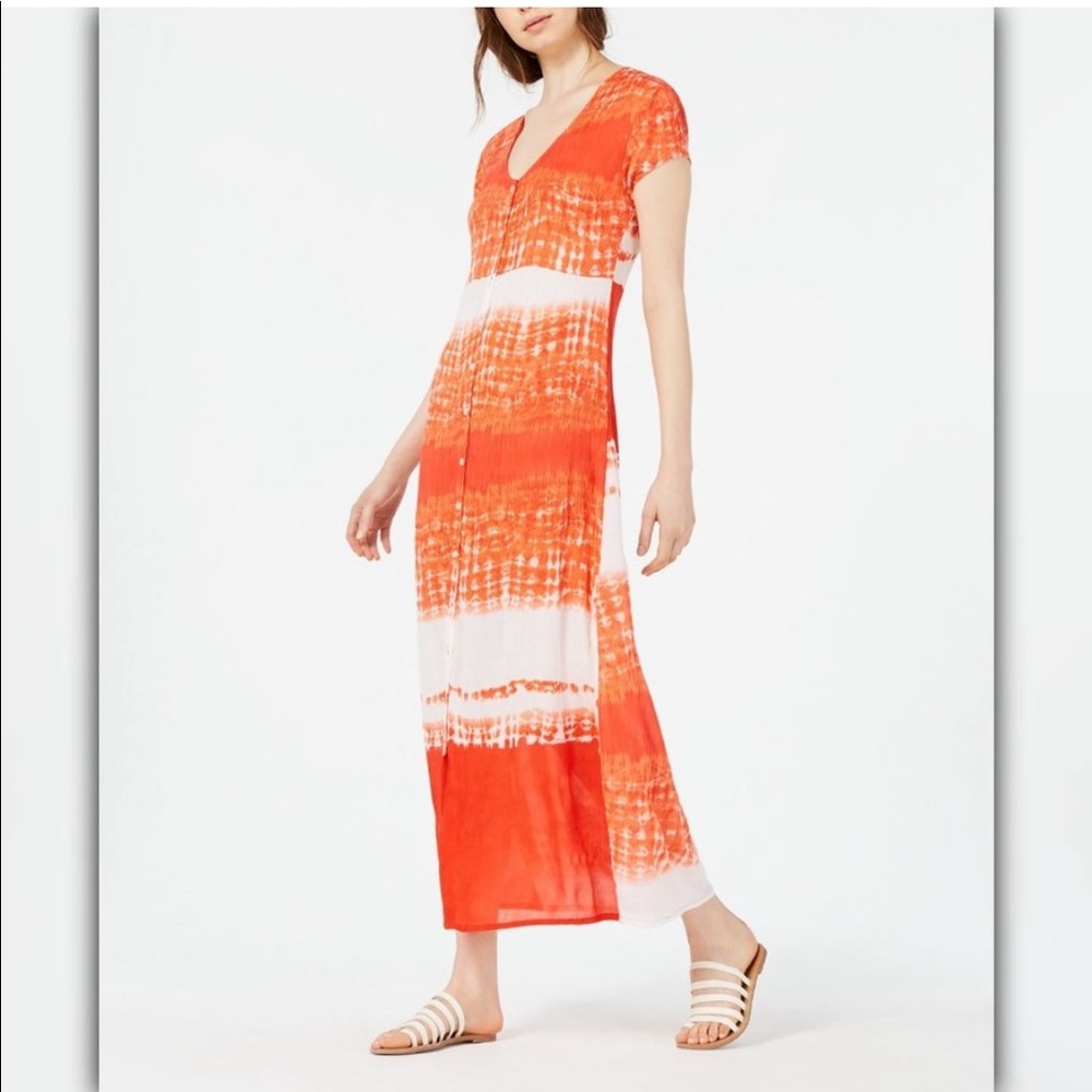 Anthropologie Raga Tie-Dyed Button-Down Maxi Dress Size Large